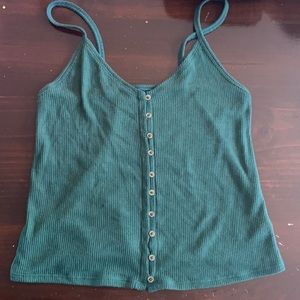 Green button up tank top